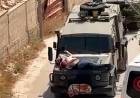 EL EJÉRCITO ISRAELÍ ATÓ A UN PALESTINO HERIDO AL CAPOT DE UN VEHÍCULO MILITAR