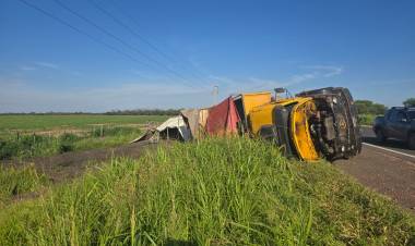 VOLCÓ UN CAMIÓN QUE TRANSPORTABA MÁS DE 28 MIL KILOS DE SEMILLAS