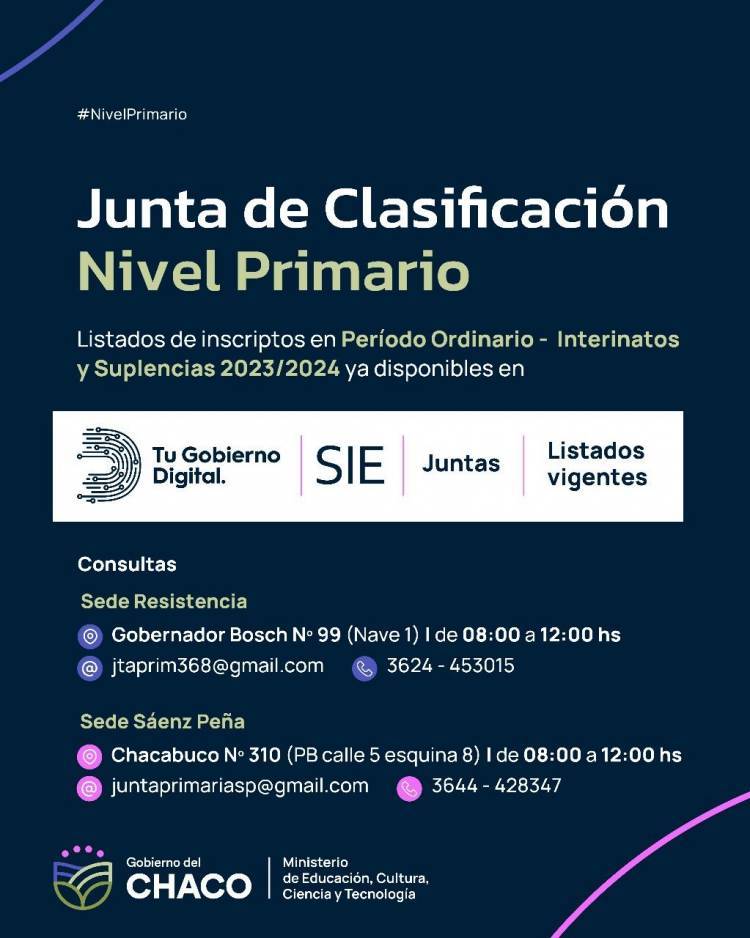 NIVEL PRIMARIO: YA SE ENCUENTRAN DISPONIBLES LAS LISTAS DE INTERINATOS Y SUPLENCIAS